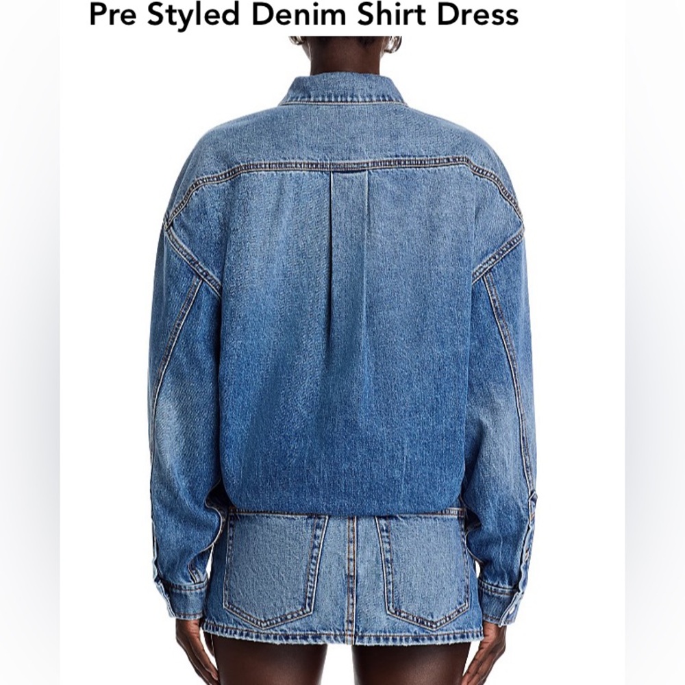 NWT t. By Alexander Wang Pre Styled Denim Shirt Dress - Picture 2 of 10
